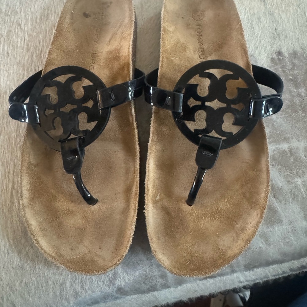 Tory Burch Black and Tan Sandals